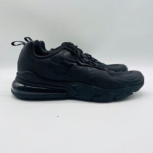 Nike Air Max 270 React Womens 7.5 Triple Black Athletic Shoes Running Sneakers